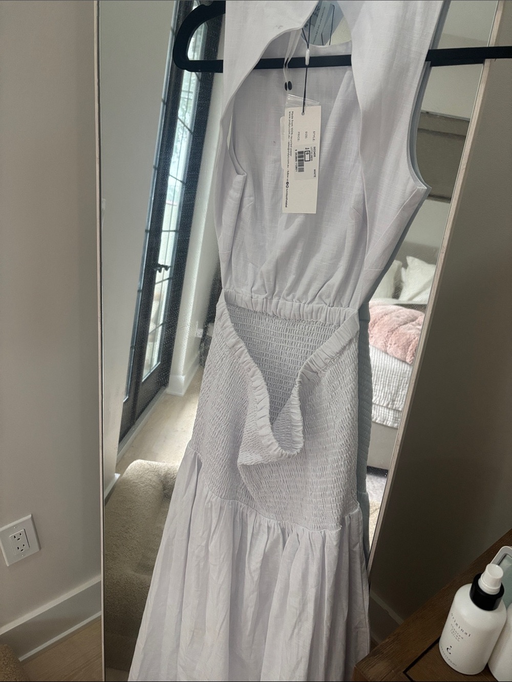 Lightweight White Smocked-Waist Maxi Dress - Picture 6 of 7